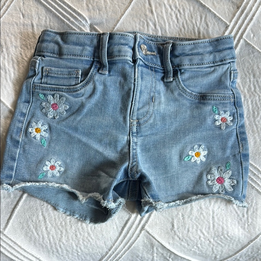 Jumping Beans Blue Embroidered Denim Shorts- Size 6